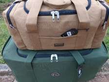 Durable Canvas Travel Bags Beige & Olive Green