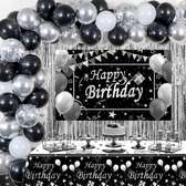 Silver and Black Birthday Decorations for Men Women