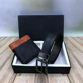 BlackMen's Leather Belts With Greywood Men Black Wallet