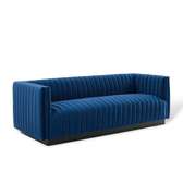 3 seater channel sofa in blue