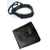 Mens Back Leather wallet with clip with bracelet