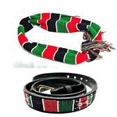 Mes Kenya beaded leather belt with matching scarf