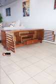Solid Mahogany Wood TV Stand Large Storage Natural Finish