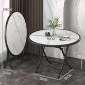 Foldable Round Wooden Table with Metallic Stands