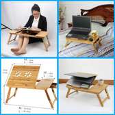 Foldable Bamboo laptop Table with double Fans and a drawer