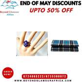 Blue maasai clutch bag and blue crystal ring combo