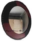 Wall-mounted Leather Round Mirror