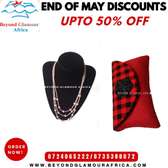 Ladies pink pearl necklace and maasai clutch bag combo