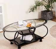 Coffee Table; Glass Top Coffee Table With Rings