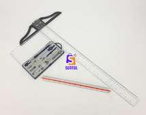 Technical Drawing Set with 300mm Scale Ruler, 600mm T Square