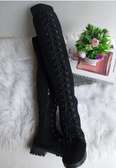 Knee length suede boots