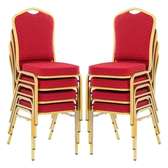 Stackable Red Banquet Chairs Gold Frame