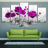 5pcs HD forest of purple flowers wall art