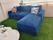 Blue Sectional Sofa with Chaise Lounge 3-4 Seats