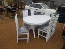6 Seater Mahogany-framed Dining Table Sets - Crispy White