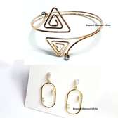 Womens Gold Tone armlet with hoop earrings