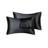 Satin Smooth RAMS 2pcs Black Satin Bed Pillowcase