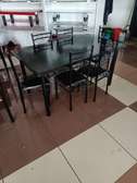 Black 6-Seater Dining Table Set Metal Frame