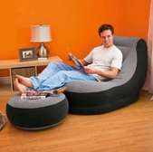 Inflatable Lounge Chair & Ottoman Black Grey