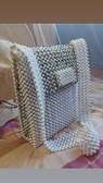 Elegant Pearl Beaded Shoulder Bag Compact Chic