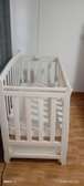 White Baby Crib Sturdy Wooden Adjustable Height