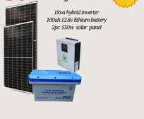 2 × 550W Solar Panels Kit + 1kVA Hybrid Inverter