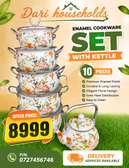 10 Piece Enamel Cookware Set with Kettle