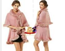 Elegant Pink Cape with Plush Faux Fur Trim