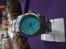 Rolex Stainless Steel Watch Turquoise Dial
