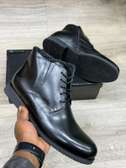 Black Leather Boots Lace-Up Durable Grip