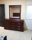 Solid Wood Dresser with Mirror 9 Drawers Dark Brown