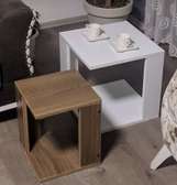 Modern Side Tables Set White & Wood Compact