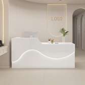 Modern White Reception Desk with LED Lighting
