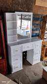 White Vanity Dresser with Large Mirror & Storage
