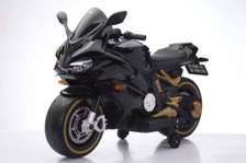 Electric Ride-On Motorcycle Black Gold with Training Wheels