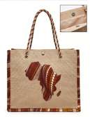 African Continent Tote Bag Durable Large Earth Tone