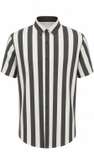Grey black and white cream stripped polo shirt