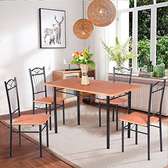 Dining Set; Elegant 4 Person Wooden Top Dining Set