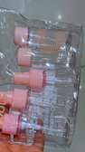 Premium 5-in-1 Clear Travel Bottle Set with Pink Pumps