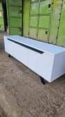 Modern White TV Stand with Storage & Metal Legs