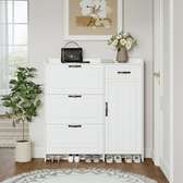 Shoe Rack; Bucket Wooden Shoe Organizer in Suneka