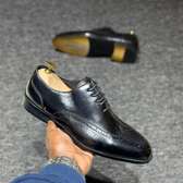 Black Leather Brogue Oxford Dress Shoes Durable Comfort