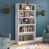 White Bookshelf 5 Shelves Durable Wood Composite