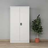 2-Door White Metallic Shelf Filing Cabinet
