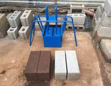 Manual Brick Press Machine Heavy-Duty Steel Blue