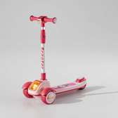 Pink 3-Wheel Kids Scooter Adjustable Handlebar LED Light