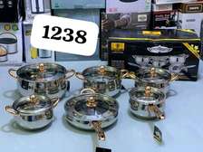 Stainless Steel Cookware Set with Gold Handles