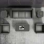 Modern Black Sofa Set with Coffee & Side Tables
