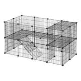 LASA 2-tier Small Pet Playpen & Hutch - Adjusta...