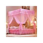 Elegant Pink Four-Poster Bed Canopy Double Size